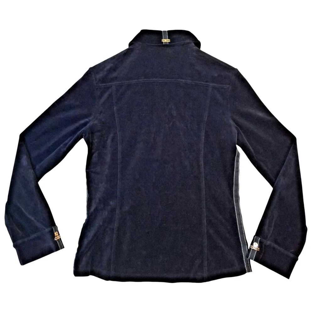 St John Sport Velour Jacket Women's Small Full Zip Suede Stretch‎ Fitted Pockets